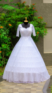 White Bridal Gown with Sheer Sleeves