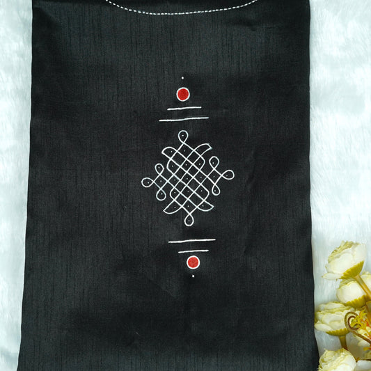 Kolam Motif Art on Blouse Fabric