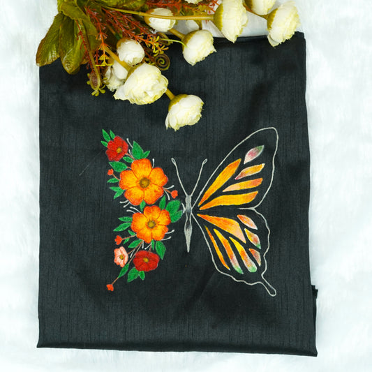 Butterfly & Bloom Hand-Painted Blouse Fabric
