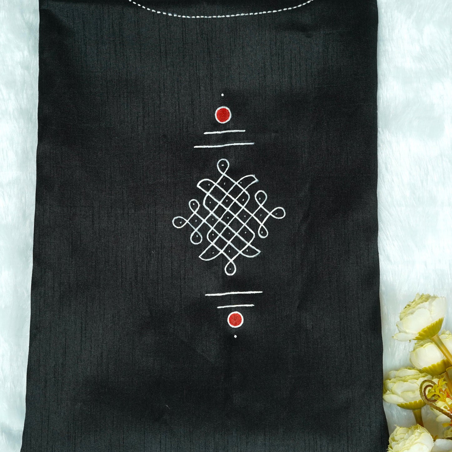 Kolam Motif Art on Blouse Fabric