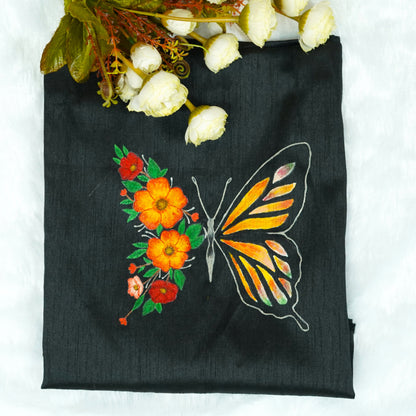 Butterfly & Bloom Hand-Painted Blouse Fabric