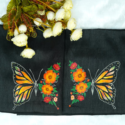 Butterfly & Bloom Hand-Painted Blouse Fabric