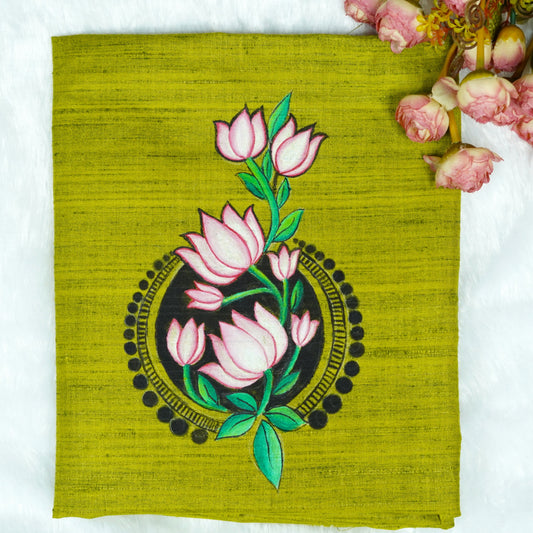 Artistic Floral Painting on Blouse Fabric