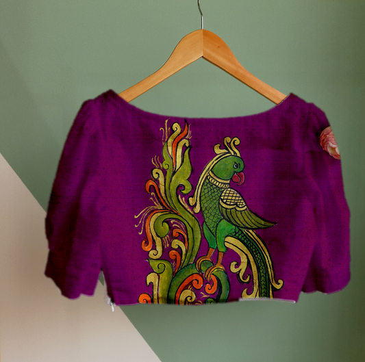 Parrot and Art Fusion on Blouse Fabric