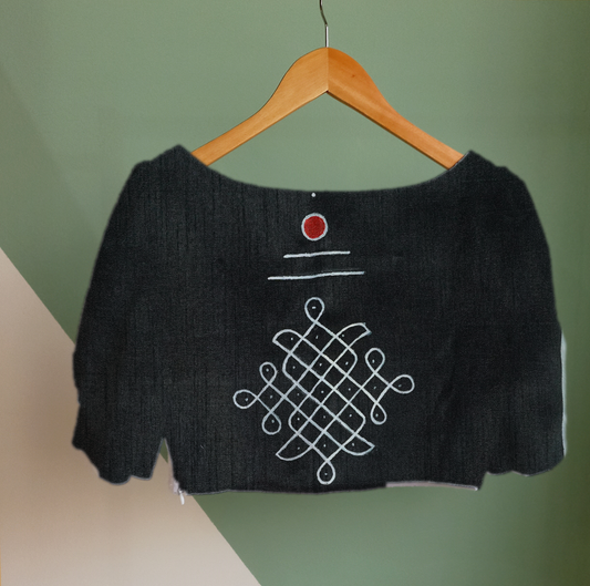 Kolam Motif Art on Blouse Fabric