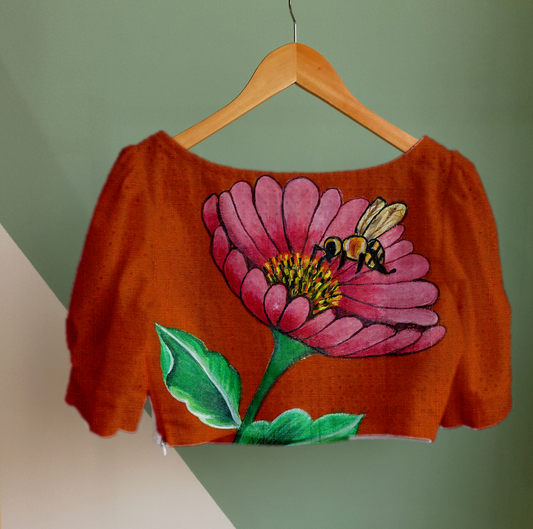 Nature's Harmony Art on Blouse Fabric