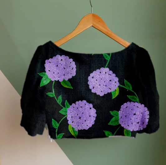 Painted Blouse Fabric in Black Hue